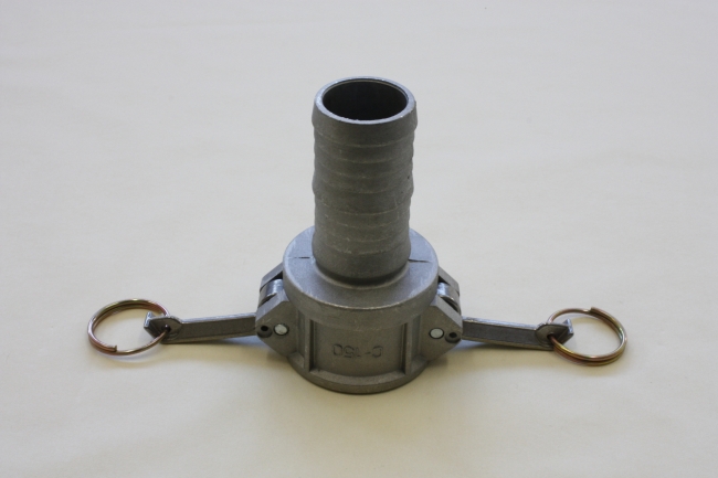 Kamlock Type C, Female coupler with hose tail (with handles)