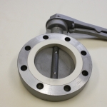 Butterfly valve Type VPI, Aluminium butterfly valve with a white rubber seal and stainless steel valve.